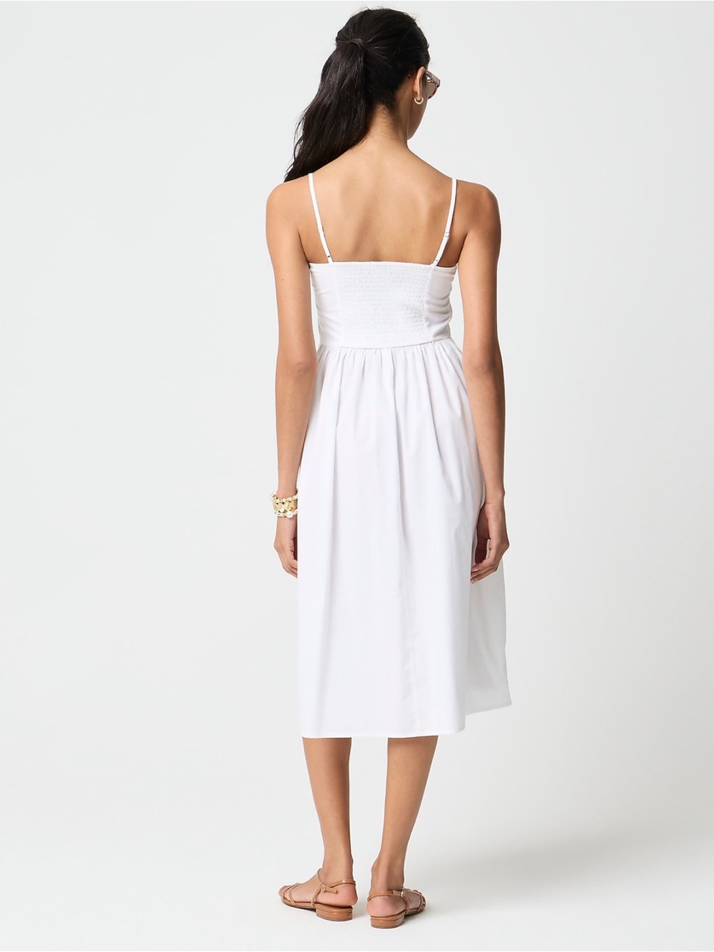 NWT J. Crew Scallop Trim Button Front Midi Dress Button Front in White - Picture 4 of 11